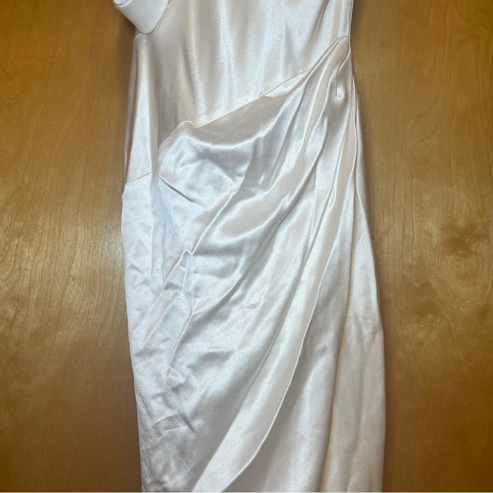 NEW! Galia Lahav- Elise Ivory Satin Asymmetric Strap Reception Size US 0 Bridal - Picture 6 of 14